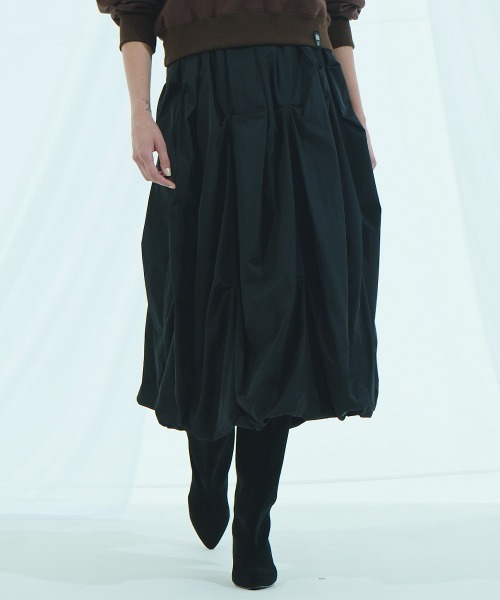 DOUBLE STANDARD CLOTHING（ダブルスタンダードクロージング）の「ランダムタック バルーンスカート（スカート・レディース・アイボリー/ブラック・36/38）」の2枚目の写真