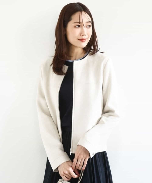 セール】フェイクスウェードショートブルゾン/洗える（ブルゾン）｜MK