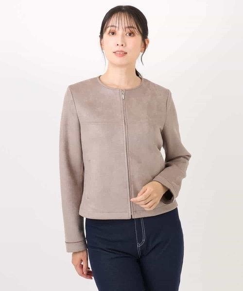 セール】フェイクスウェードショートブルゾン/洗える（ブルゾン）｜MK