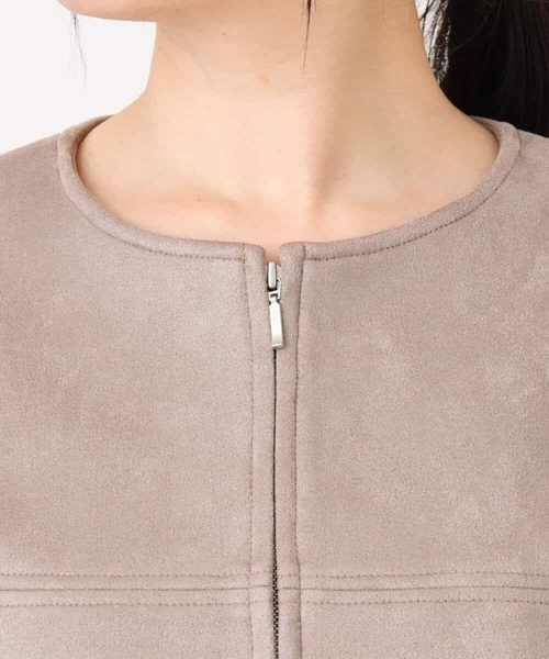 セール】フェイクスウェードショートブルゾン/洗える（ブルゾン）｜MK