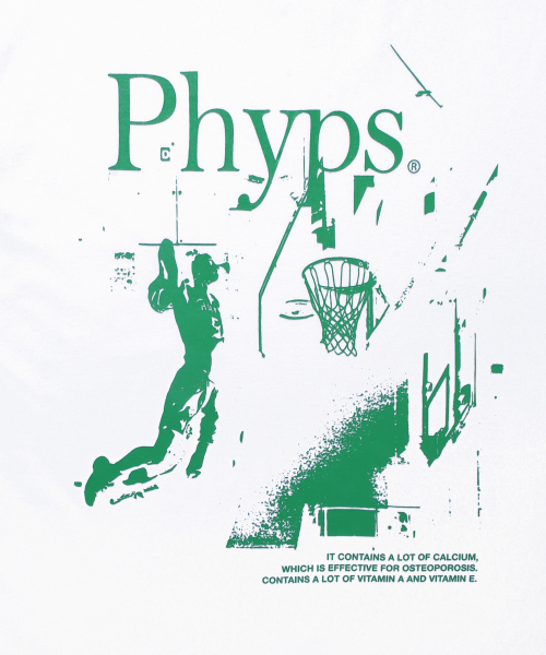 PHYSICAL DEPARTMENT(フィジカル デパートメント)の「バスケットボールダンクシュート半袖Tシャツ_ホワイト/グリーン(Tシャツ/カットソー・レディース・その他・LARGE/MEDIUM/SMALL/X-LARGE)」の4枚目の写真