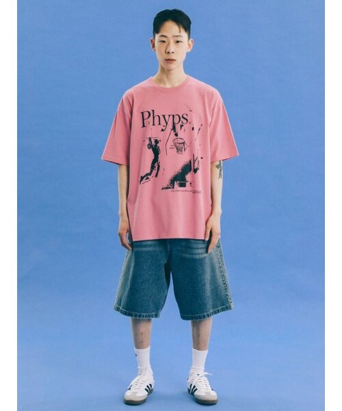 PHYSICAL DEPARTMENT(フィジカル デパートメント)の「バスケットボールダンクシュート半袖Tシャツ_ホワイト/グリーン(Tシャツ/カットソー・レディース・その他・LARGE/MEDIUM/SMALL/X-LARGE)」の7枚目の写真