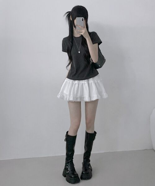LADY VOLUME(レディーボリューム)の「ピグメントウォッシュTシャツ (チャコール)(Tシャツ/カットソー・レディース・その他・SMALL/MEDIUM)」の2枚目の写真