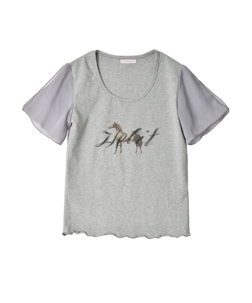 HETIT(ヘティ)の「ホースプリントウェイビーティーシャツ(グレー)(Tシャツ/カットソー・レディース・その他・SMALL)」の1枚目の写真