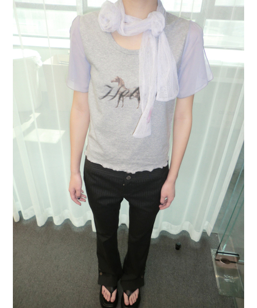 HETIT(ヘティ)の「ホースプリントウェイビーティーシャツ(グレー)(Tシャツ/カットソー・レディース・その他・SMALL)」の2枚目の写真