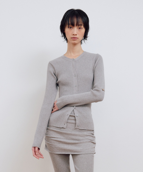 BASIC BUTTON DETAIL CARDIGAN_GREY