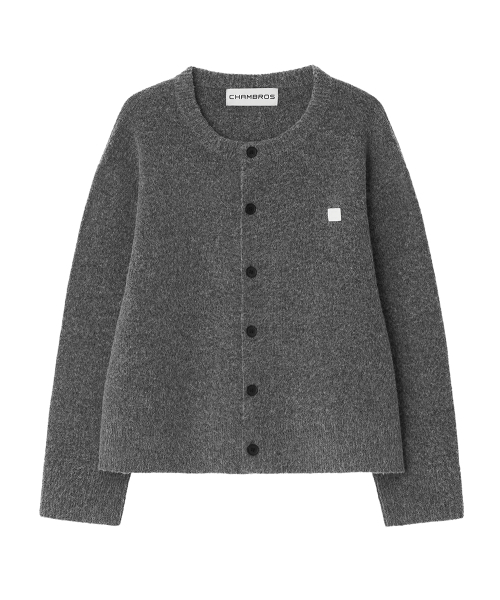Round neck crop knit cardigan [chakal grey]