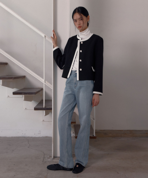 38COMEONCOMMON(38カモンコモン)の「Trimming Tweed Jacket (Shine Black)(その他アウター・レディース・その他・FREE)」の3枚目の写真
