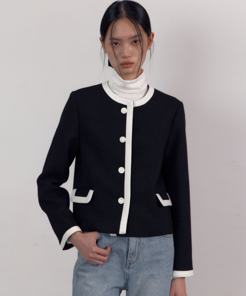 38COMEONCOMMON(38カモンコモン)の「Trimming Tweed Jacket (Shine Black)(その他アウター・レディース・その他・FREE)」の4枚目の写真