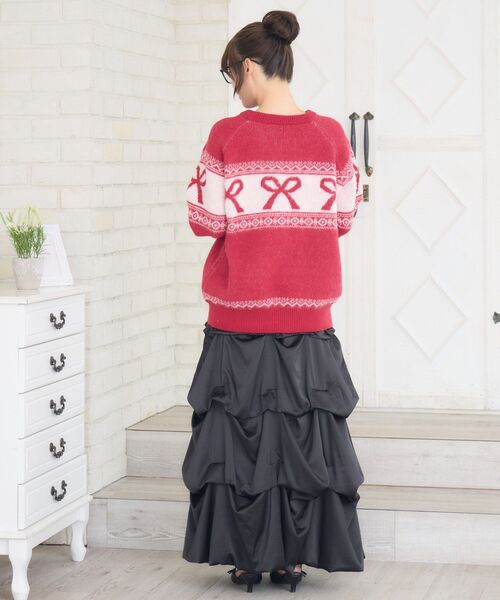 ems excite(エムズエキサイト)の「リボンノルディックNTPO(ニット/セーター・レディース・ダークグレー/ダークブルー/レッド・FREE)」の9枚目の写真