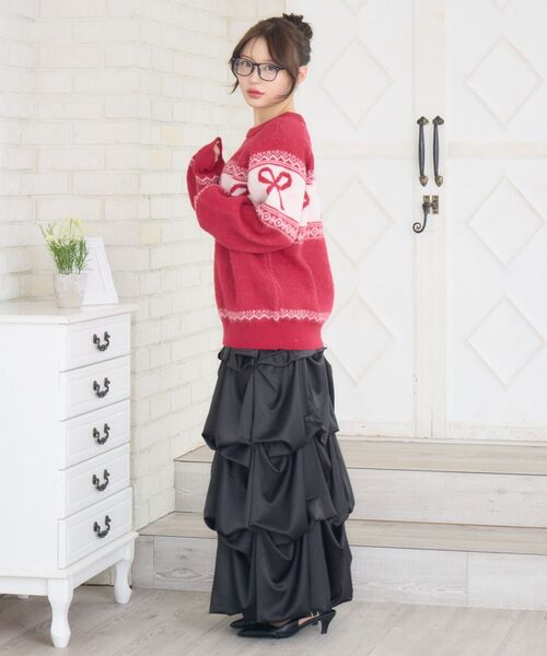 ems excite(エムズエキサイト)の「リボンノルディックNTPO(ニット/セーター・レディース・ダークグレー/ダークブルー/レッド・FREE)」の10枚目の写真