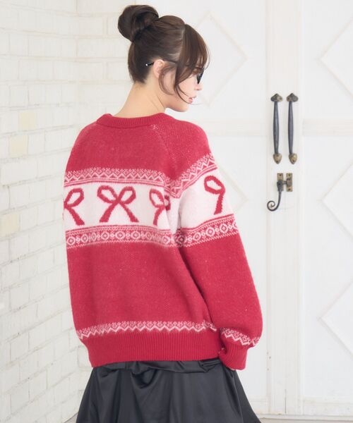 ems excite(エムズエキサイト)の「リボンノルディックNTPO(ニット/セーター・レディース・ダークグレー/ダークブルー/レッド・FREE)」の13枚目の写真