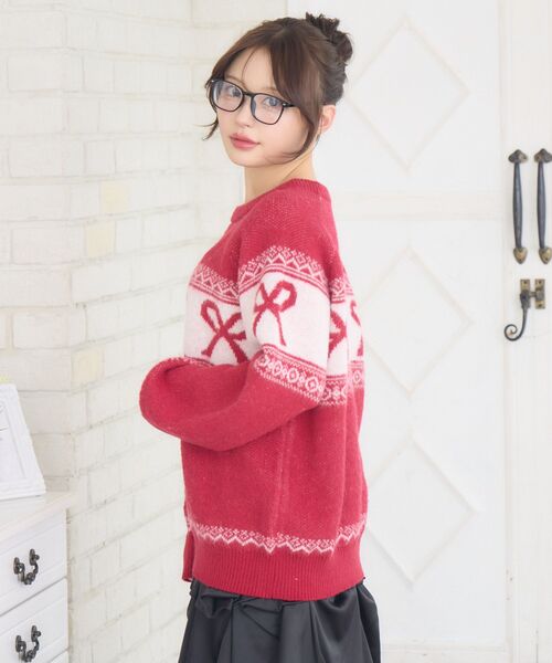 ems excite(エムズエキサイト)の「リボンノルディックNTPO(ニット/セーター・レディース・ダークグレー/ダークブルー/レッド・FREE)」の14枚目の写真