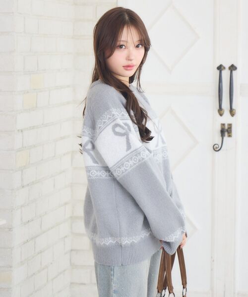 ems excite(エムズエキサイト)の「リボンノルディックNTPO(ニット/セーター・レディース・ダークグレー/ダークブルー/レッド・FREE)」の22枚目の写真