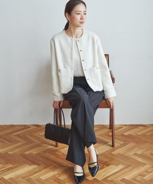 URBAN RESEARCH(アーバンリサーチ)の「ノーカラーツイードジャケット(ノーカラージャケット・レディース・オフホワイト/ブラック系その他・FREE)」の6枚目の写真