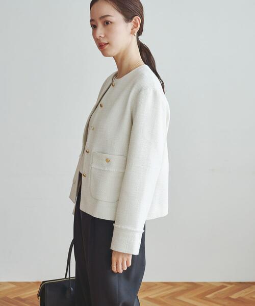 URBAN RESEARCH(アーバンリサーチ)の「ノーカラーツイードジャケット(ノーカラージャケット・レディース・オフホワイト/ブラック系その他・FREE)」の7枚目の写真
