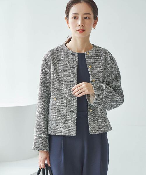 ノーカラーツイードジャケット（ノーカラージャケット）｜URBAN