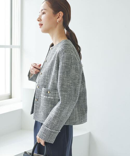 URBAN RESEARCH(アーバンリサーチ)の「ノーカラーツイードジャケット(ノーカラージャケット・レディース・オフホワイト/ブラック系その他・FREE)」の20枚目の写真