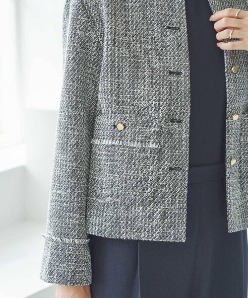 【美品】URBAN RESEARCH ツイード ノーカラージャケット URBAN RESEARCH（アーバンリサーチ）の「ノーカラーツイードジャケット