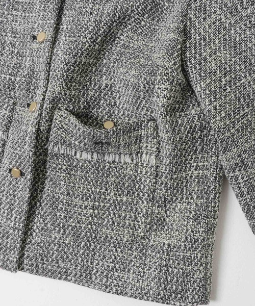 URBAN RESEARCH（アーバンリサーチ）の「ノーカラーツイードジャケット（ノーカラージャケット・レディース・オフホワイト/ブラック系その他・FREE）」の18枚目の写真