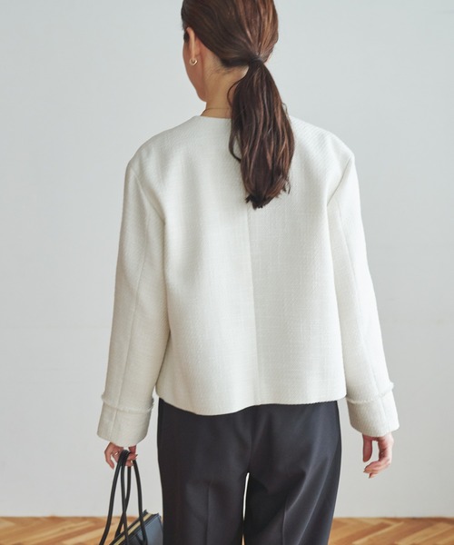 URBAN RESEARCH（アーバンリサーチ）の「ノーカラーツイードジャケット（ノーカラージャケット・レディース・オフホワイト/ブラック系その他・FREE）」の6枚目の写真