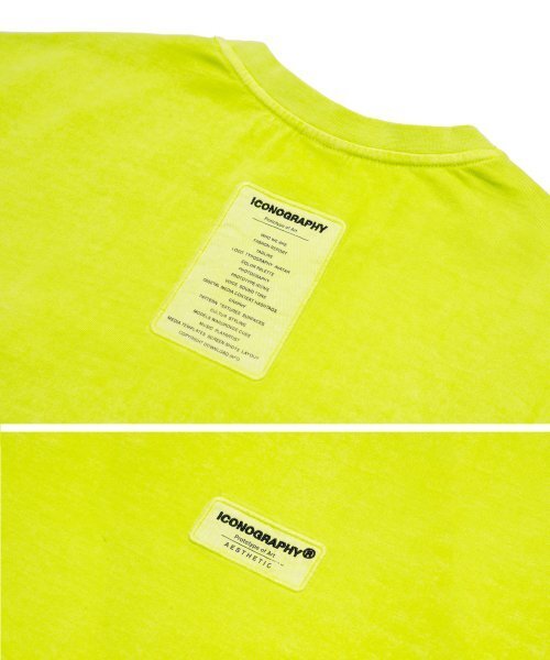 ICONOGRAPHY（アイコノグラフィー）の「ピグメントラベルアートYGEN（Tシャツ/カットソー・メンズ・ライム・LARGE/MEDIUM）」の7枚目の写真