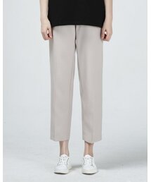 STRAIGHT CROPPED ELASTIC WAIST SLACKS IVORY