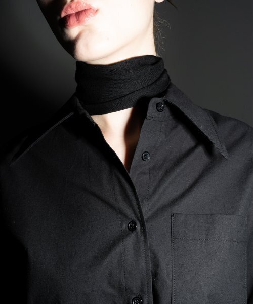 320SHOWROOM（320ショールーム）の「Cotton Wide Collar One-Pocket Shirt Black（シャツ/ブラウス・レディース・その他・FREE）」の2枚目の写真