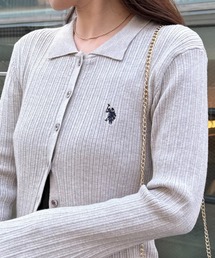 【U.S. POLO ASSN.】襟付き リブニットポロ カーディガン