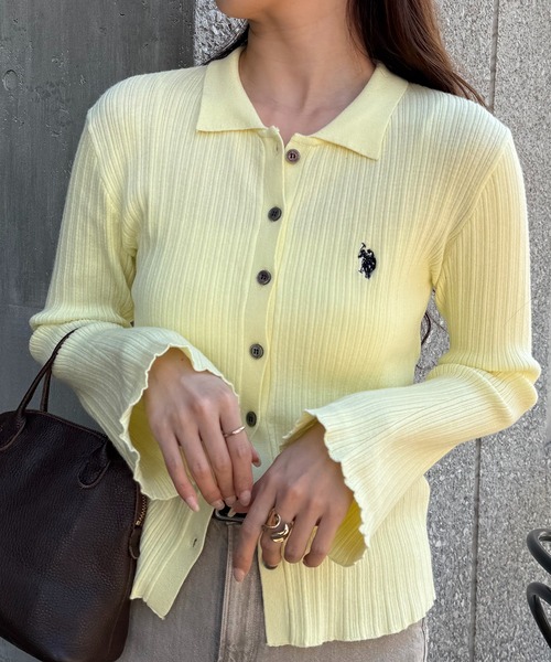 U.S. POLO ASSN.(ユーエスポロアッスン)の「【U.S. POLO ASSN.】襟付き リブニットポロ カーディガン(カーディガン/ボレロ・レディース・イエロー/ネイビー/グレー・FREE)」の8枚目の写真