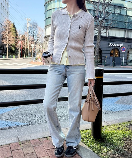 U.S. POLO ASSN.(ユーエスポロアッスン)の「【U.S. POLO ASSN.】襟付き リブニットポロ カーディガン(カーディガン/ボレロ・レディース・イエロー/ネイビー/グレー・FREE)」の18枚目の写真