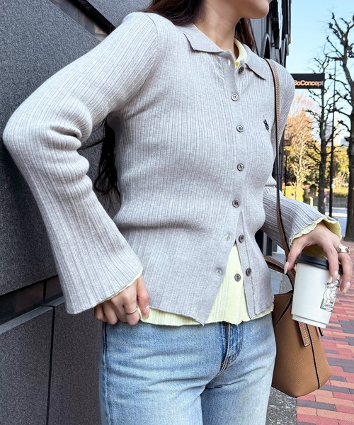 U.S. POLO ASSN.(ユーエスポロアッスン)の「【U.S. POLO ASSN.】襟付き リブニットポロ カーディガン(カーディガン/ボレロ・レディース・イエロー/ネイビー/グレー・FREE)」の15枚目の写真