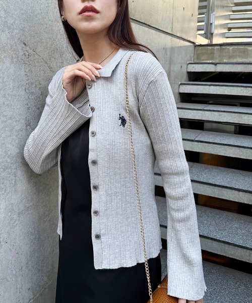 U.S. POLO ASSN.(ユーエスポロアッスン)の「【U.S. POLO ASSN.】襟付き リブニットポロ カーディガン(カーディガン/ボレロ・レディース・イエロー/ネイビー/グレー・FREE)」の16枚目の写真