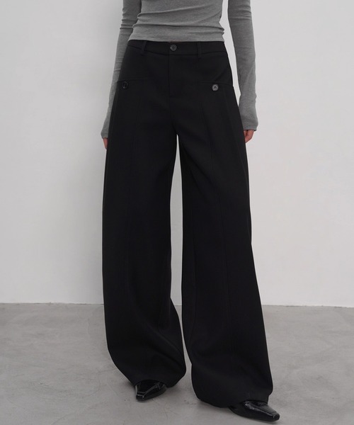 EIGHTHMONTH(エイスマンス)の「ブラックワイドトラウザー EM25a157【EIGHTHMONTH】(その他パンツ・レディース・ブラック・L/M/S)」の1枚目の写真