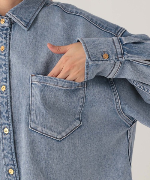 Elura（エルーラ）の「大人カラーデニムシャツ/625553（シャツ/ブラウス・レディース・ブルー/ライトピンク/ブラウン・FREE）」の19枚目の写真