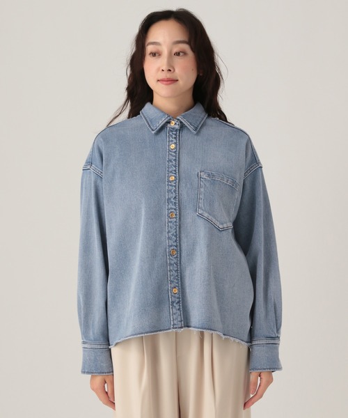 Elura（エルーラ）の「大人カラーデニムシャツ/625553（シャツ/ブラウス・レディース・ブルー/ライトピンク/ブラウン・FREE）」の14枚目の写真