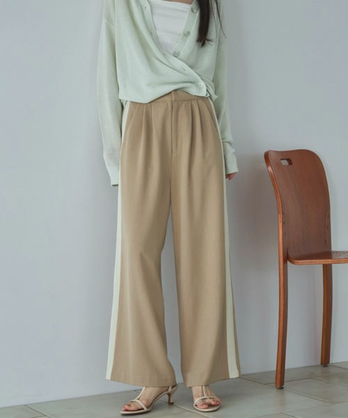Doux archives（ドゥアルシーヴ）の「サイドラインタックパンツ（その他パンツ・レディース・チャコールグレー/ミント/ベージュ・FREE）」の2枚目の写真