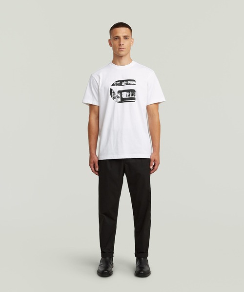G-STAR（ジースター）の「G Icon Graphic T-Shirt/ブランドロゴグラフィックTシャツ（Tシャツ/カットソー・メンズ・ダークブラック/ホワイト・SMALL/X-SMALL/MEDIUM/LARGE/X-LARGE）」の4枚目の写真