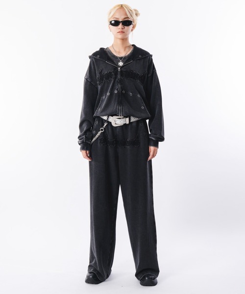 SHORT ROUND（ショートラウンド）の「SHORT ROUND/【26年春新作】ブリーチハトメスウェットパンツ（スウェットパンツ・メンズ・グレー/ブラック系その他・MEDIUM/LARGE）」の7枚目の写真