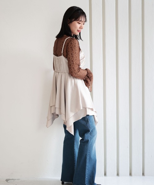 Ruwan yu(ルワンユー)の「サテンドレープフレアキャミチュニック【大きいサイズ対応】(チュニック・レディース・ベージュ系/ピンク・L/4L/3L/LL)」の8枚目の写真
