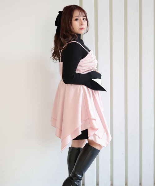 Ruwan yu(ルワンユー)の「サテンドレープフレアキャミチュニック【大きいサイズ対応】(チュニック・レディース・ベージュ系/ピンク・L/4L/3L/LL)」の10枚目の写真
