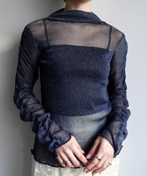 sahara | Glitter Sheer Shirring Top/グリッターシアーシャーリングトップ(Tシャツ/カットソー)