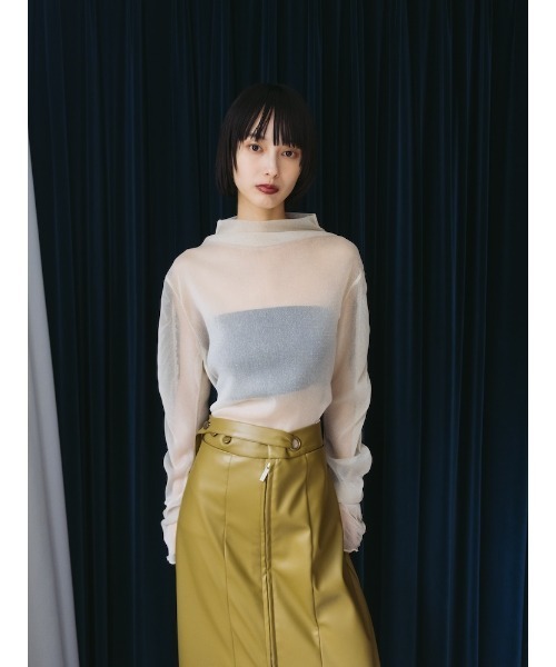 sahara（サハラ）の「Glitter Sheer Shirring Top/グリッターシアーシャーリングトップ（Tシャツ/カットソー・レディース・ネイビー/ブラウン/アイボリー/ブラック・FREE）」の15枚目の写真