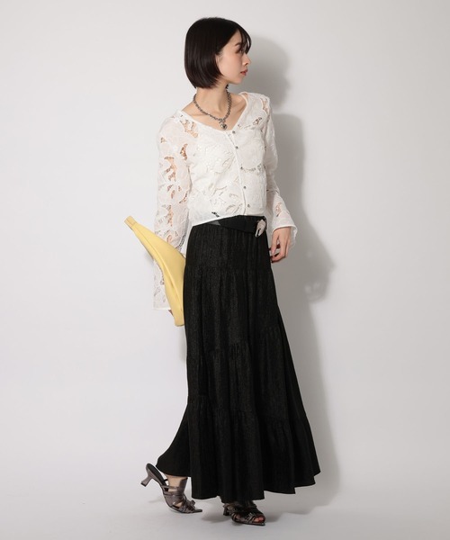 PAGEBOY（ページボーイ）の「ヴィンテージレースフレアスリーブブラウス（シャツ/ブラウス・レディース・ブラック/オフホワイト・FREE）」の5枚目の写真