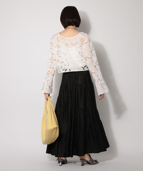 PAGEBOY（ページボーイ）の「ヴィンテージレースフレアスリーブブラウス（シャツ/ブラウス・レディース・ブラック/オフホワイト・FREE）」の6枚目の写真