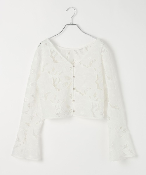 PAGEBOY（ページボーイ）の「ヴィンテージレースフレアスリーブブラウス（シャツ/ブラウス・レディース・ブラック/オフホワイト・FREE）」の7枚目の写真