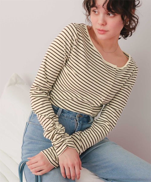 titivate（ティティベイト）の「リングドットロングスリーブトップス（Tシャツ/カットソー・レディース・オフホワイト/アイボリー/ブラック/ピンク/ホワイト系その他/ネイビー・M/L）」の4枚目の写真
