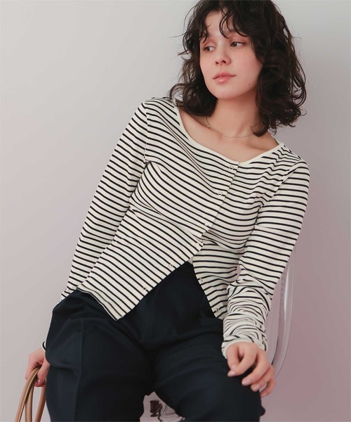 titivate（ティティベイト）の「リングドットロングスリーブトップス（Tシャツ/カットソー・レディース・オフホワイト/アイボリー/ブラック/ピンク/ホワイト系その他/ネイビー・M/L）」の12枚目の写真