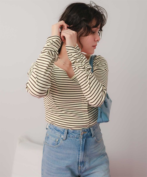 titivate（ティティベイト）の「リングドットロングスリーブトップス（Tシャツ/カットソー・レディース・オフホワイト/アイボリー/ブラック/ピンク/ホワイト系その他/ネイビー・M/L）」の22枚目の写真