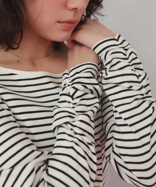 titivate（ティティベイト）の「リングドットロングスリーブトップス（Tシャツ/カットソー・レディース・オフホワイト/アイボリー/ブラック/ピンク/ホワイト系その他/ネイビー・M/L）」の15枚目の写真